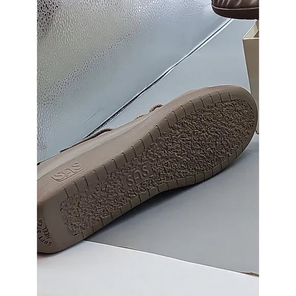 SAS Siesta Lace Up Soft Step Walking Shoe Taupe Womens 8.5 Hand-sewn USA Leather - Picture 4 of 6